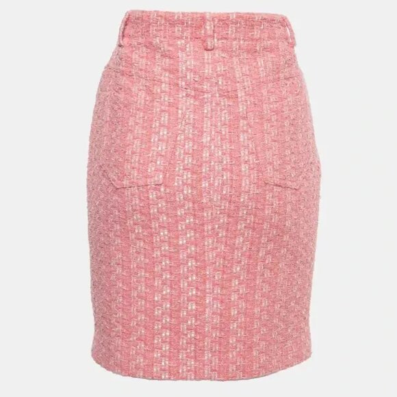 MOSCHINO COUTURE RAFFIA BOUCLE PINK TWEED JACKET SKIRT SET 2017 RUNWAY SZ 8 - Picture 13 of 16